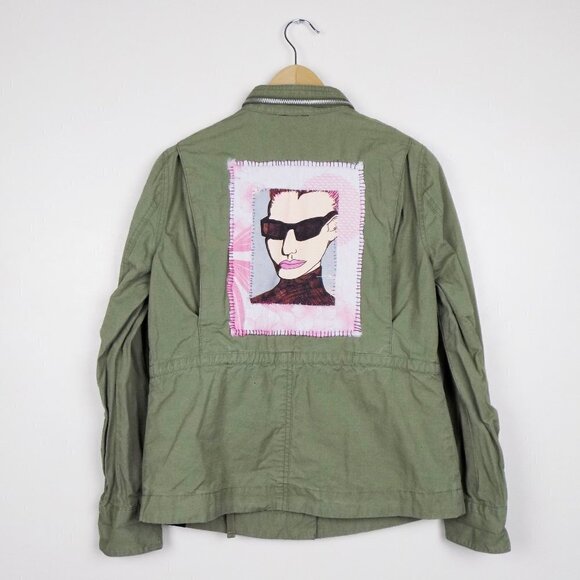 reworked upcycled utility jacket patches handmade one of a kind - Picture 1 of 9